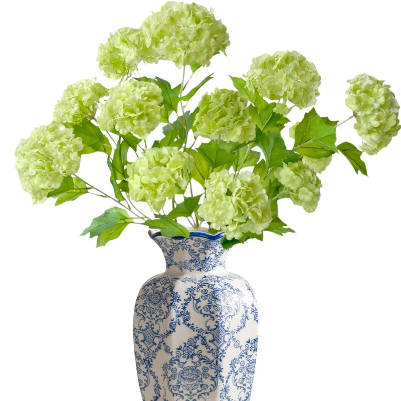 ASTRYAS 6 Pcs 26.8'' Faux Snowball Viburnum Hydrangea Flowers Green Long Stem Real Touch Hydrangea Christmas Flower for Home Decoration Table Centerpieces Floral Arrangements - Image 1