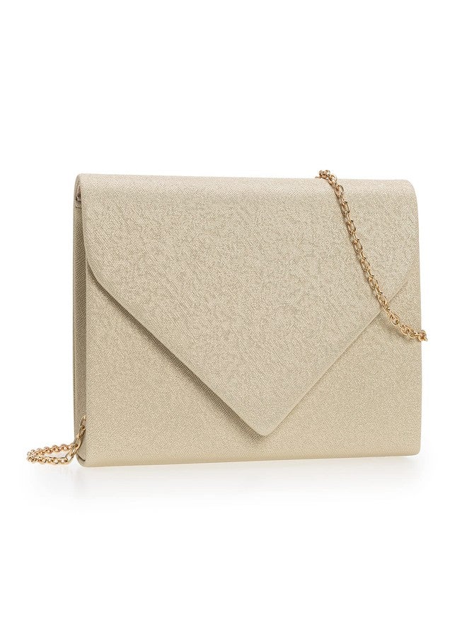 IXEBELLA Women PU Clutch Glittering Evening Bag Formal Handbag Wedding Cocktail Prom Party Purse (Light Gold) - Image 2