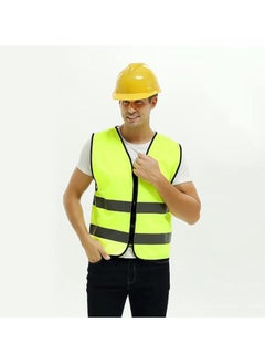 Scrolls Reflective Safety Vest High Visibility Breathable Warning Jacket Bright Neon Color with 2 Inch Reflective Strips -Zipper Front, Size: Height 70cm x Chest 60cm (Green) Pack of 2  - Image 2