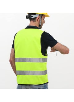 Scrolls Reflective Safety Vest High Visibility Breathable Warning Jacket Bright Neon Color with 2 Inch Reflective Strips -Zipper Front, Size: Height 70cm x Chest 60cm (Green) Pack of 2  - Image 3
