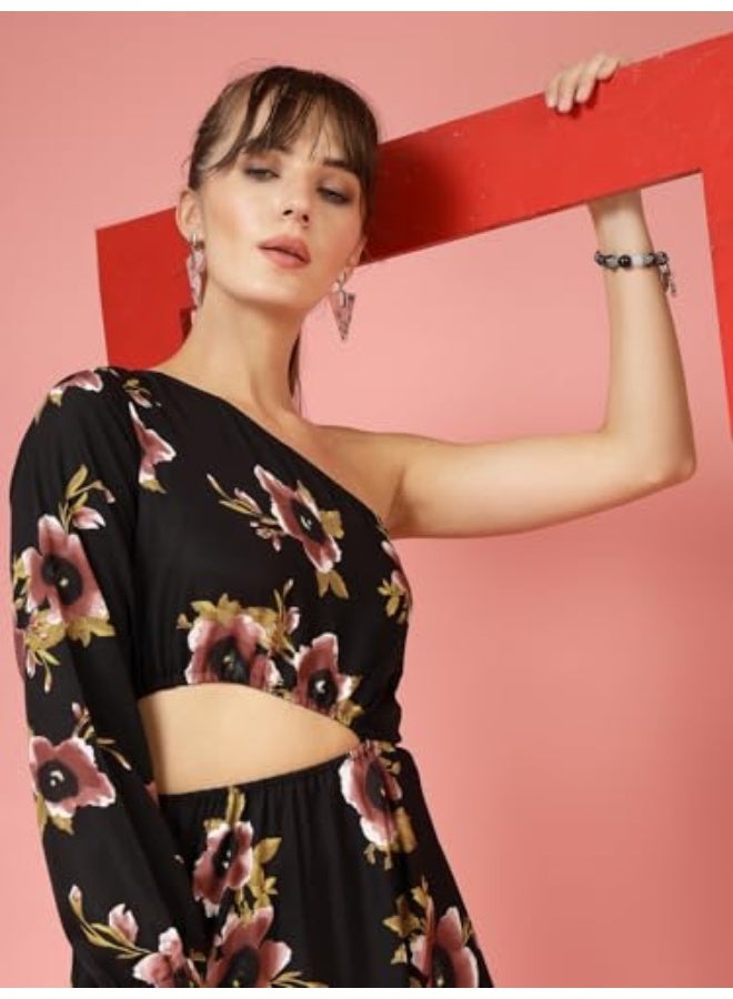 Oomph! فستان ميدي من الكريب بكتف واحد مطبوع من أومف! للنساء - Image 5