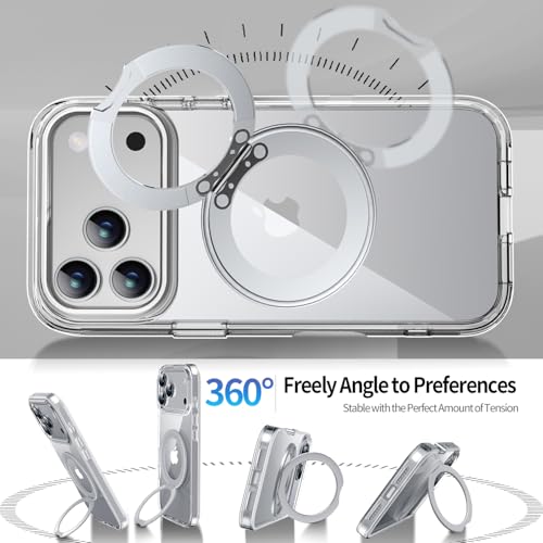 WASTROYAL Privacy Case for iPhone 17 Pro with 360°Stand [Built-in Anti Peeping Screen Protector] [Magnetic Ring ] Full Body Protective Phone 17Pro Cover 6.3", Clear - Image 3