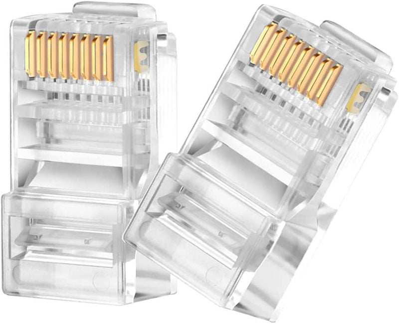 FEDUS Cat6 RJ45 Ends, Cat6 Connector, 8P8C Cat5, Cat6, Cat5e RJ45 Connector, Ethernet Cable Crimp Connectors UTP Network Plug for Solid Wire and Standard Cable, LAN Crimp Module Plugs (PACK OF 5) - Image 1