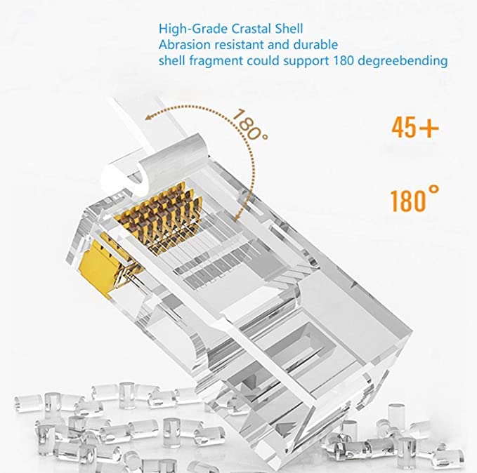 FEDUS Cat6 RJ45 Ends, Cat6 Connector, 8P8C Cat5, Cat6, Cat5e RJ45 Connector, Ethernet Cable Crimp Connectors UTP Network Plug for Solid Wire and Standard Cable, LAN Crimp Module Plugs (PACK OF 5) - Image 4