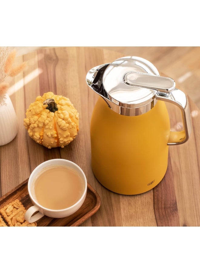 Alfi Skyline Tea Flask S.Mustard 1L Chrome - Image 1