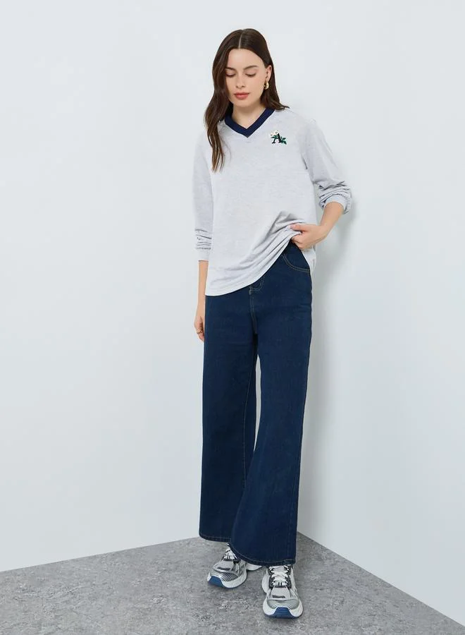 Styli Women Relaxed Fit V Neck T-Shirt