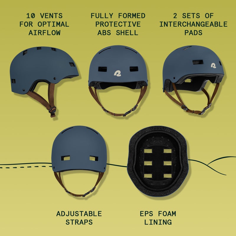 Retrospec Dakota Bicycle / Skateboard Helmet for Adults - Commuter, Bike, Skate, Scooter, Longboard & Incline Skating - Highly Protective & Premium Ventilation- Large - Matte Navy - Image 2
