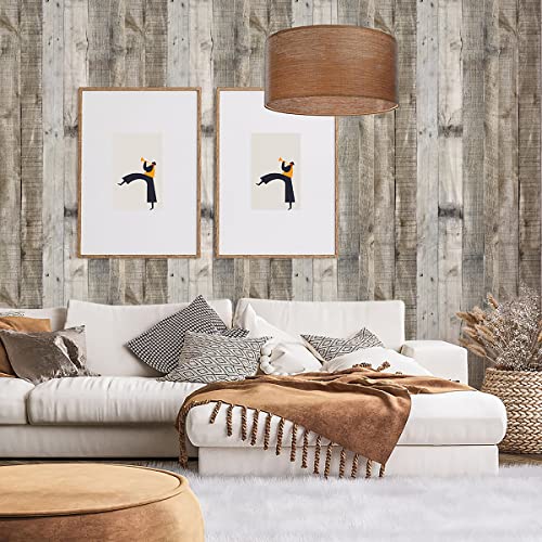 Livebor Light Gray Wood Contact Paper Peel and Stick Wallpaper 17.7”x 236.2” Wood Wallpaper Peel and Stick Shiplap Contact Paper Wood Plank Self Adhesive Wallpaper Distressed Wood Wall Paper - Image 2