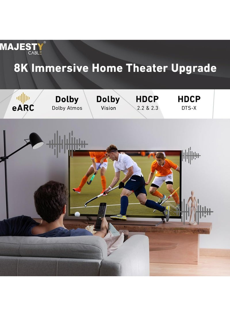 Majesty High-Speed HDMI 2.1 Cable – 48Gbps, 10 Meters – Supports, 4K@120Hz, Dolby Vision & HDR10+, Compatible with PS5, Xbox, and Switch