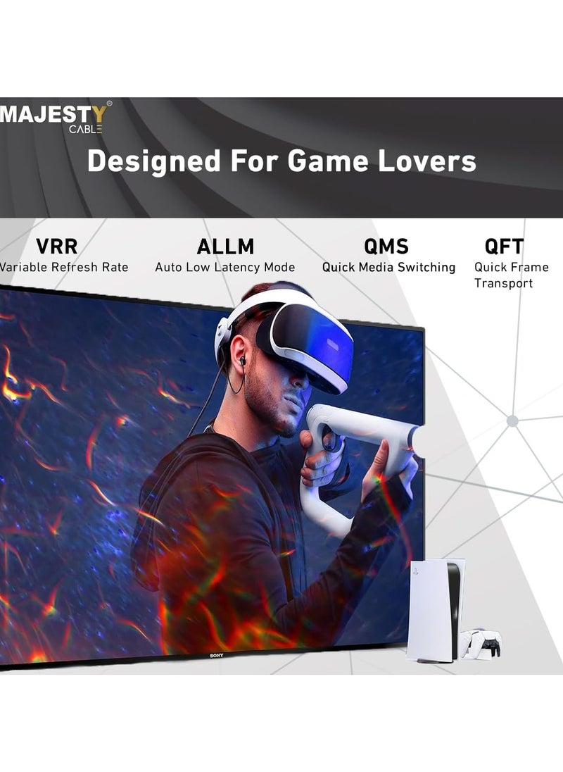 Majesty High-Speed HDMI 2.1 Cable – 48Gbps, 10 Meters – Supports, 4K@120Hz, Dolby Vision & HDR10+, Compatible with PS5, Xbox, and Switch
