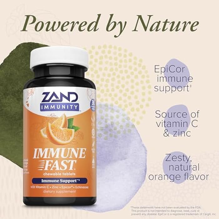 ZAND Immunity Immune Fast Zesty Orange Chewables - Immune Support Supplement w/Epicor Fermented Yeast, Vitamin C 1000mg, Zinc, Echinacea - Non-GMO, Vegan, Gluten Free, 60-Day Guarantee, 10 Servings - Image 3