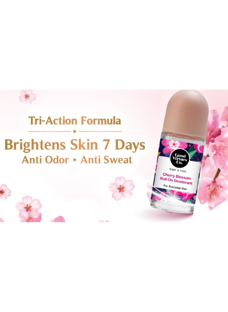 Good Virtues Co. 2 Piece Cherry Blossom Roll-On Deodorant Bright and Fresh for Everyday Use 55 ML - Image 5