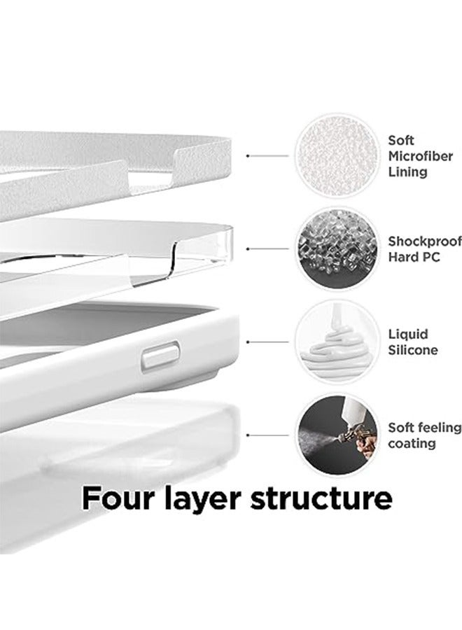 JS iPhone 15 (6.1 inch) Case, Liquid Silicone Case, Full Body Protective Cover, Shockproof, Slim Phone Case, Anti-Scratch Soft Microfiber Lining, White - Image 5