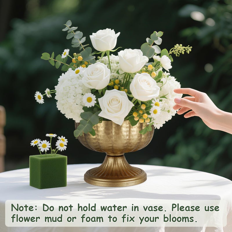 ASHELYULLA Retro Gold Vases for Centerpieces Set of 8 Brass Metal Vases for Flowers Decorative Pedestal Bowl for Table Centerpieces Floral Arrangments on Housewarming Wedding Party - Image 4