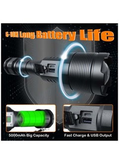 ZLH HITY Rechargeable Flashlights MAX 200000 High Lumens,Super Bright 30W High Powered Brightest Flashlight for Emergencies/Camping Gear,Zoomable,Waterproof,5 Modes,USB Handheld Flash Light  - Image 4