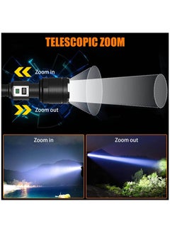 ZLH HITY Rechargeable Flashlights MAX 200000 High Lumens,Super Bright 30W High Powered Brightest Flashlight for Emergencies/Camping Gear,Zoomable,Waterproof,5 Modes,USB Handheld Flash Light  - Image 5
