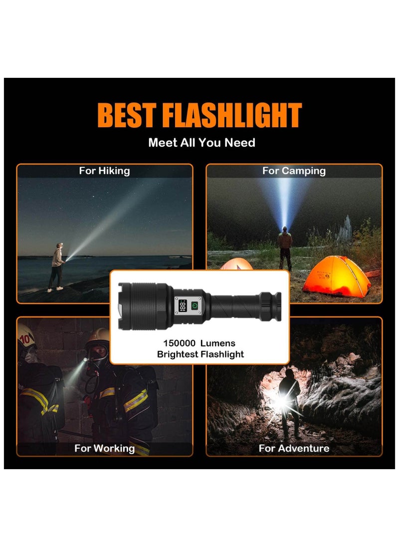 ZLH HITY - Rechargeable Flashlights MAX 200000 High Lumens,Super Bright 30W High Powered Brightest Flashlight for Emergencies/Camping Gear,Zoomable,Waterproof,5 Modes,USB Handheld Flash Light - Image 1