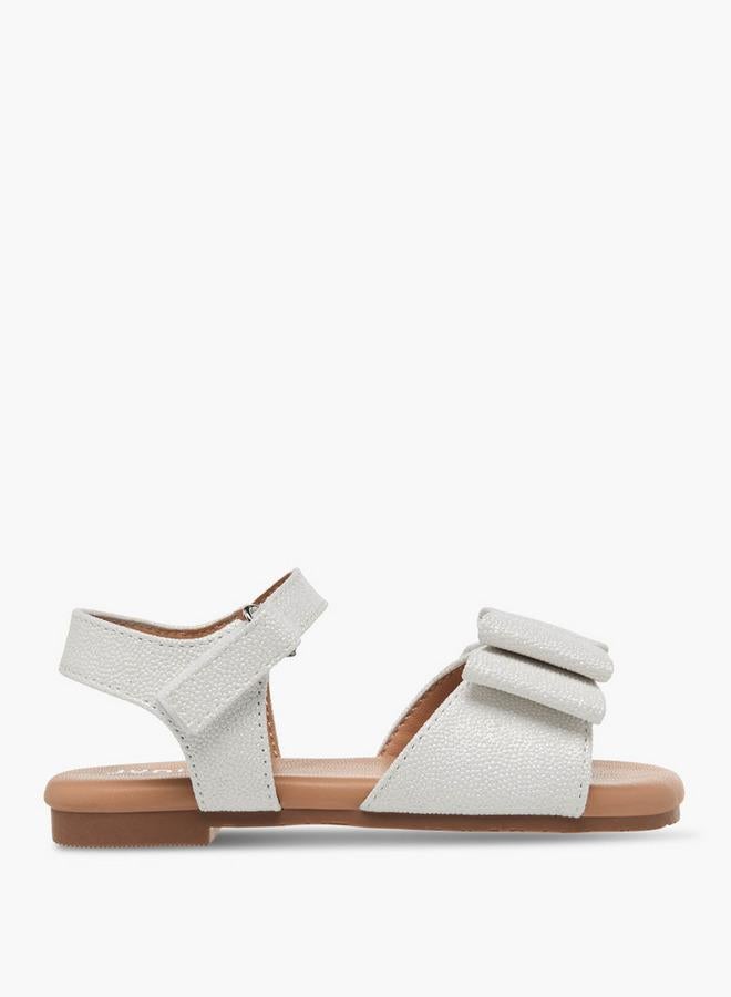 JUNIORS Girls Bow Applique Hook and Loop Sandals - Image 1