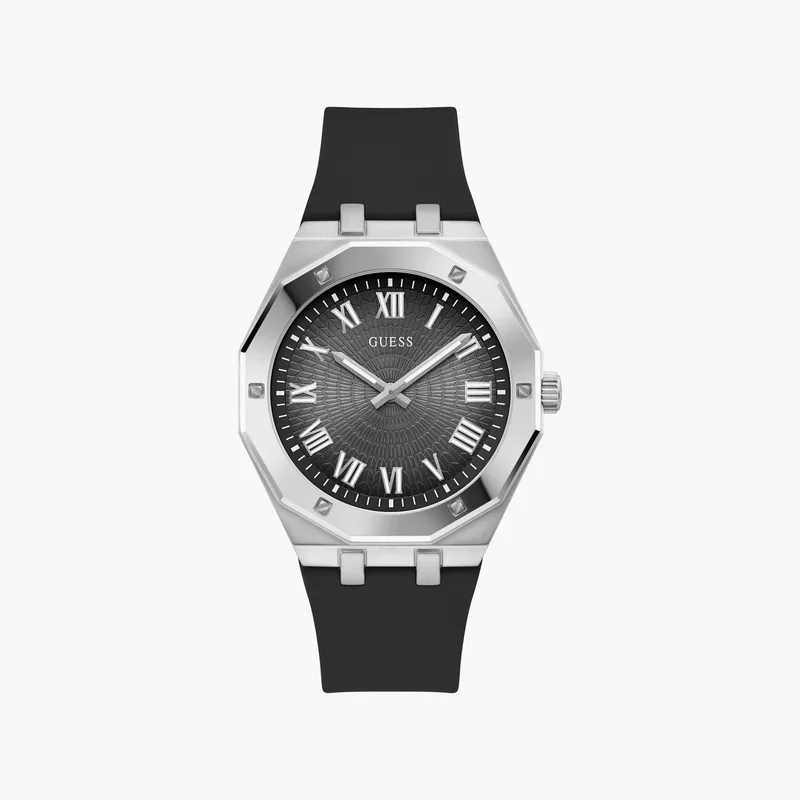 GUESS Guess Men's Black Silicone Strap Watch