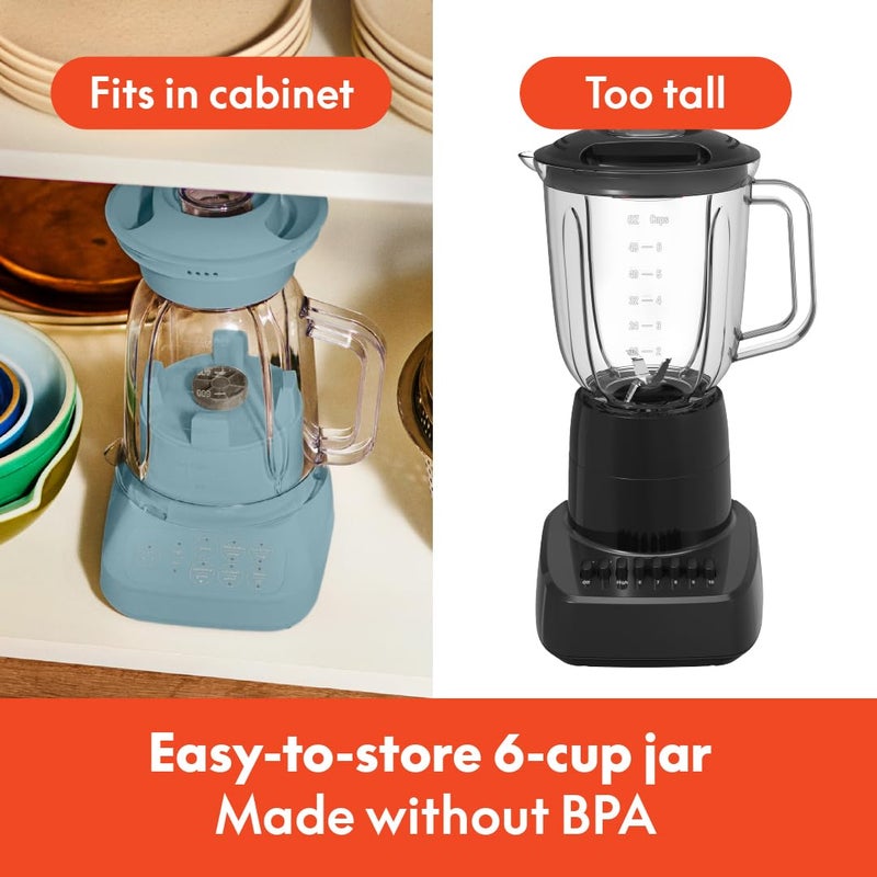 bella 10 Speed Countertop Blender, Juicer & Smoothie Maker, Fits-anywhereâ„¢ Kitchenware, Slim Flip & Store Design, Dishwasher Safe 48oz Capacity Pitcher & Lid, Stainless Steel Blade, 450 Watt, Surf - Image 2