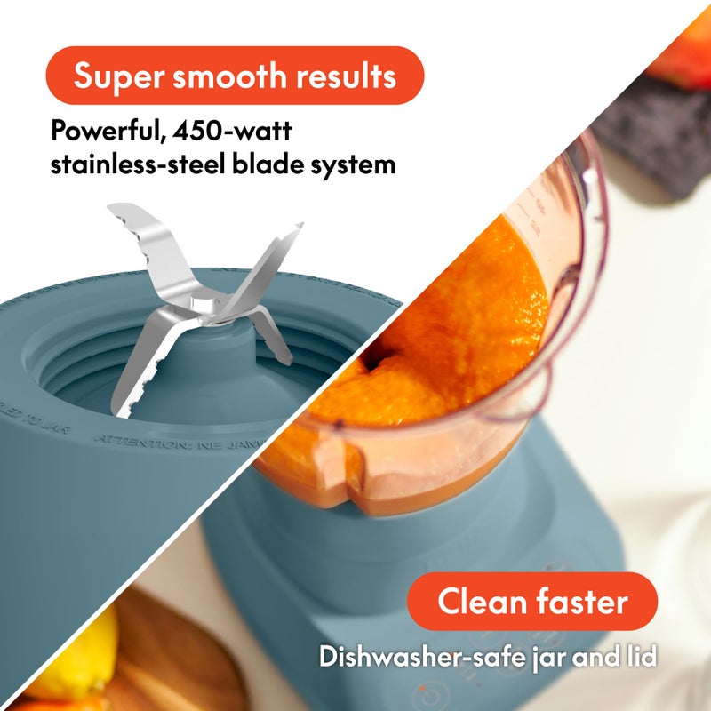 bella 10 Speed Countertop Blender, Juicer & Smoothie Maker, Fits-anywhereâ„¢ Kitchenware, Slim Flip & Store Design, Dishwasher Safe 48oz Capacity Pitcher & Lid, Stainless Steel Blade, 450 Watt, Surf - Image 4