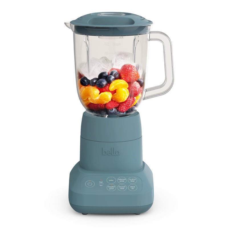 bella 10 Speed Countertop Blender, Juicer & Smoothie Maker, Fits-anywhereâ„¢ Kitchenware, Slim Flip & Store Design, Dishwasher Safe 48oz Capacity Pitcher & Lid, Stainless Steel Blade, 450 Watt, Surf - Image 1
