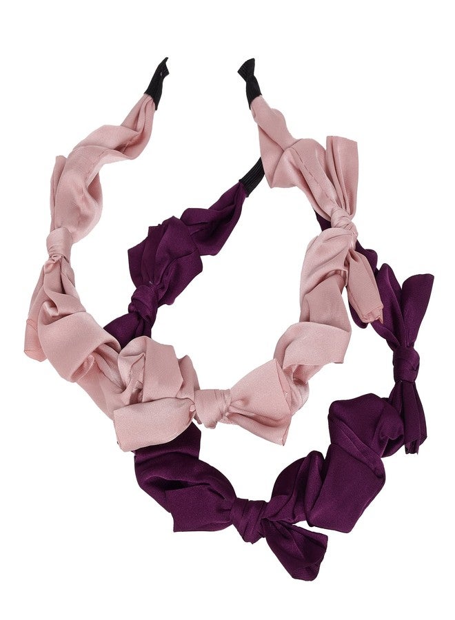 Yellow Bee Fabric, Plastic Fashionable Headbands for Girls (Purple and Mauve, One Size) - Pack of 2 - Image 1