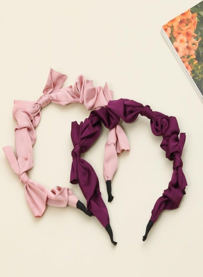 Yellow Bee Fabric, Plastic Fashionable Headbands for Girls (Purple and Mauve, One Size) - Pack of 2 - Image 2