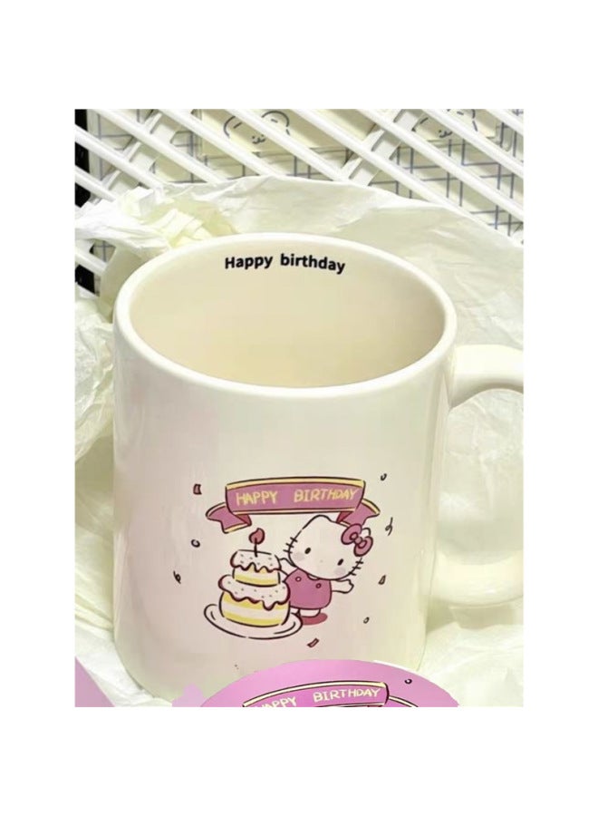 Cute Hello Kitty Mark Cup Ins Style High Color Value Cartoon Hellokitty Water Cup Cup Dormitory Belt-Color:Cup ➕ Wooden Spoon ➕ Wooden Cover-Capacity:Standard  - Image 3