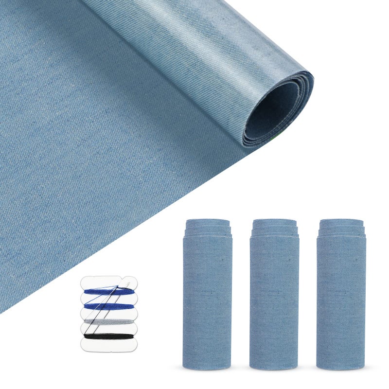 HTVRONT HTVRONT Iron on Patches for Clothing Repair 4 Rolls  Denim Patches for Jeans Kit 4 by 20 4 Rolls of Iron On Denim Patches for Jeans Inside  Clothing Repair Light Blue 