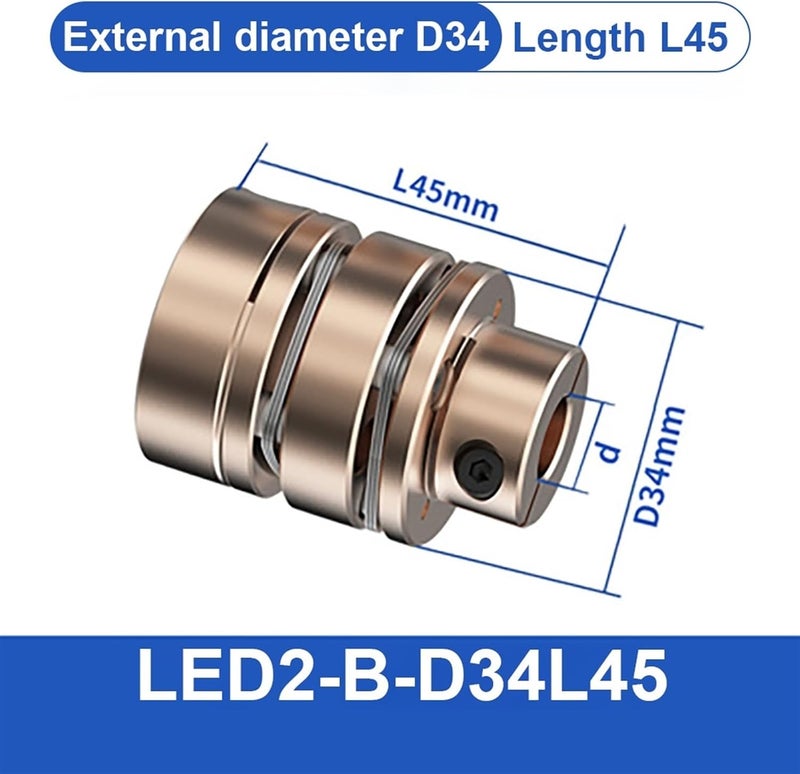 Flange Coupling LED D34L33/45 Flexible Motor Shaft Coupler Aluminium Diaphragms Universal Joint for 3D Printer Cardan Rc(LED2-B-D34L45-5X11) - Image 5