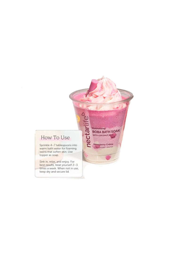 Nectar Life Bath Soak, Salt Bath, Bubble Bath, Natural Detox Foaming Body Soak, Foot Soak, Vegan Body Skin Care, 9 oz. (Strawberry Creme Boba Tea) - Image 3
