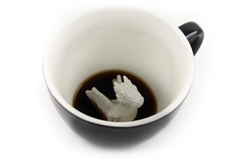 Creature Cups DRAGON Ceramic Cup (11 Ounce, Black) - Hidden 3D Animal Inside Mug Emerges As You Drink - House of Dragon, Holiday, Birthday Drinkware Gift for Fantasy and Coffee & Tea Lovers - Image 1