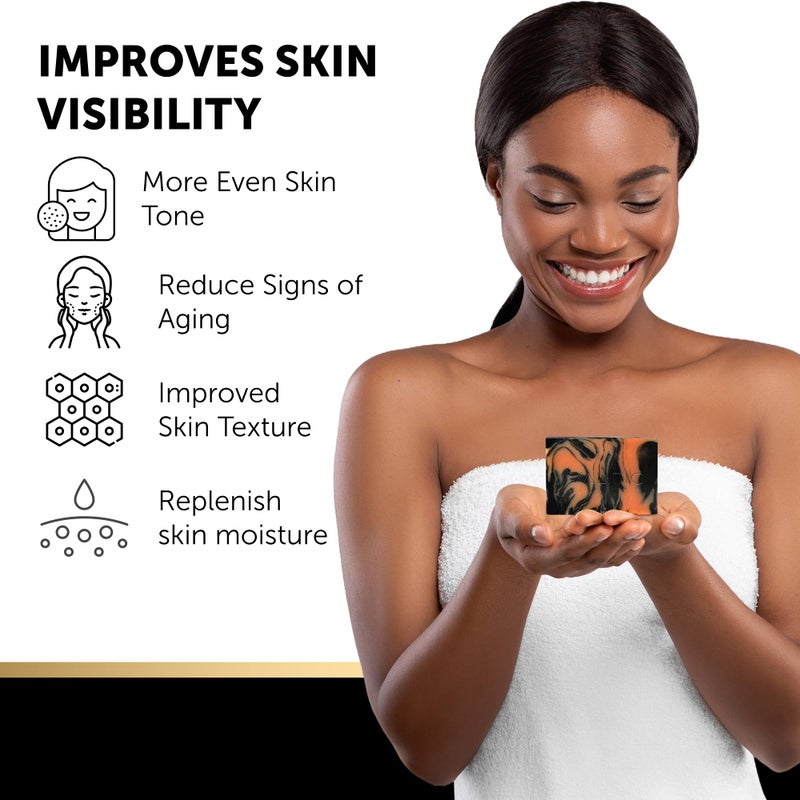 VALITIC Charcoal Kojic Acid Turmeric Black Soap Bar Dark Spot Remover for Body or Face Wash - 4 Pack - Image 5