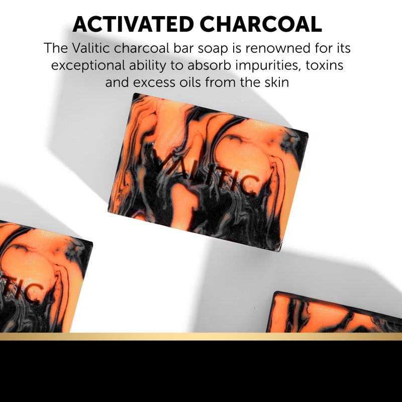 VALITIC Charcoal Kojic Acid Turmeric Black Soap Bar Dark Spot Remover for Body or Face Wash - 4 Pack - Image 2