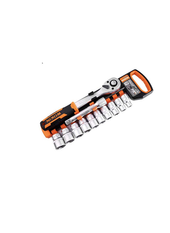 WOKIN Wokin 12Pcs 1/2" Ratchet Handle With Sockets Set (Industrial) 1/2"(M6-M14) Orange and Black 