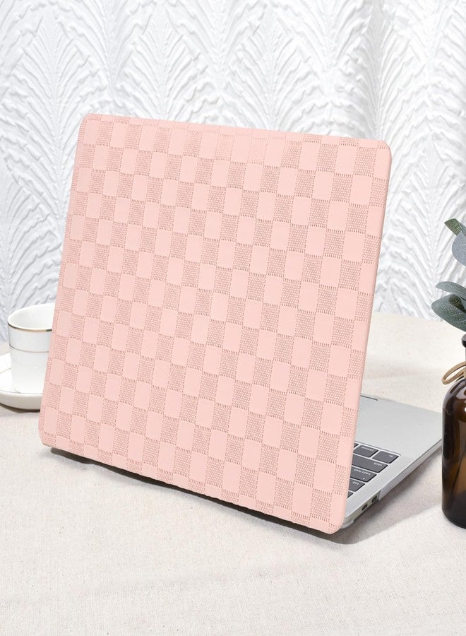 Seorsok Compatible with MacBook Air 13 Inch Case2022 2021 2020 2019 2018 Release A1932 A2179 M1 A2337 Touch ID,Elegant Leather Plastic Hard Shell Case Transparent Keyboard Cover,Pink PVC Grid - Image 1