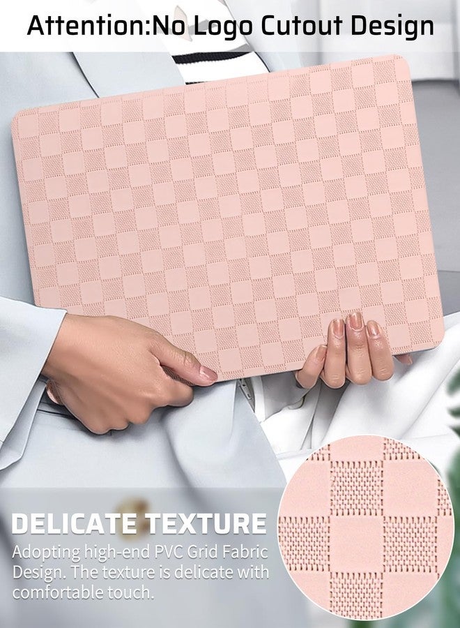 Seorsok Compatible with MacBook Air 13 Inch Case2022 2021 2020 2019 2018 Release A1932 A2179 M1 A2337 Touch ID,Elegant Leather Plastic Hard Shell Case Transparent Keyboard Cover,Pink PVC Grid - Image 2