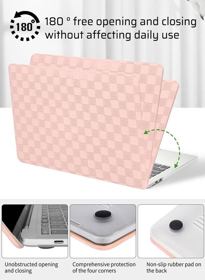 Seorsok Compatible with MacBook Air 13 Inch Case2022 2021 2020 2019 2018 Release A1932 A2179 M1 A2337 Touch ID,Elegant Leather Plastic Hard Shell Case Transparent Keyboard Cover,Pink PVC Grid - Image 5