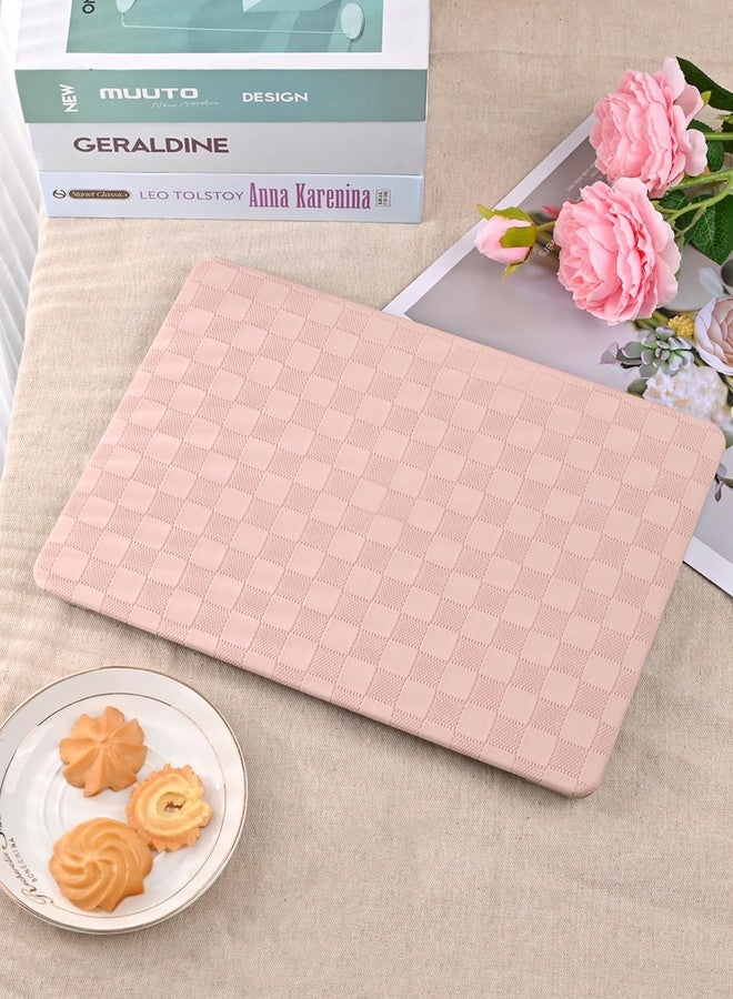 Seorsok Compatible with MacBook Air 13 Inch Case2022 2021 2020 2019 2018 Release A1932 A2179 M1 A2337 Touch ID,Elegant Leather Plastic Hard Shell Case Transparent Keyboard Cover,Pink PVC Grid - Image 4