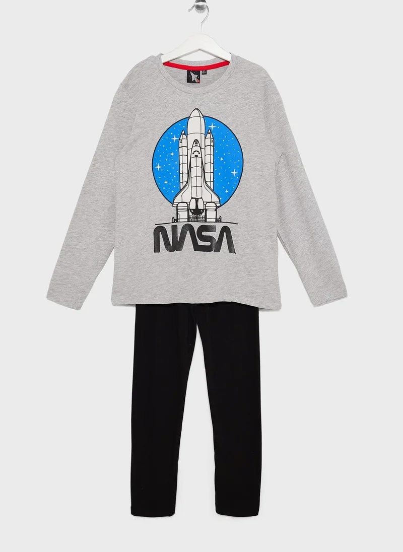 ناسا Nasa Boys Printed Long Sleeve T-shirt and Pant Set