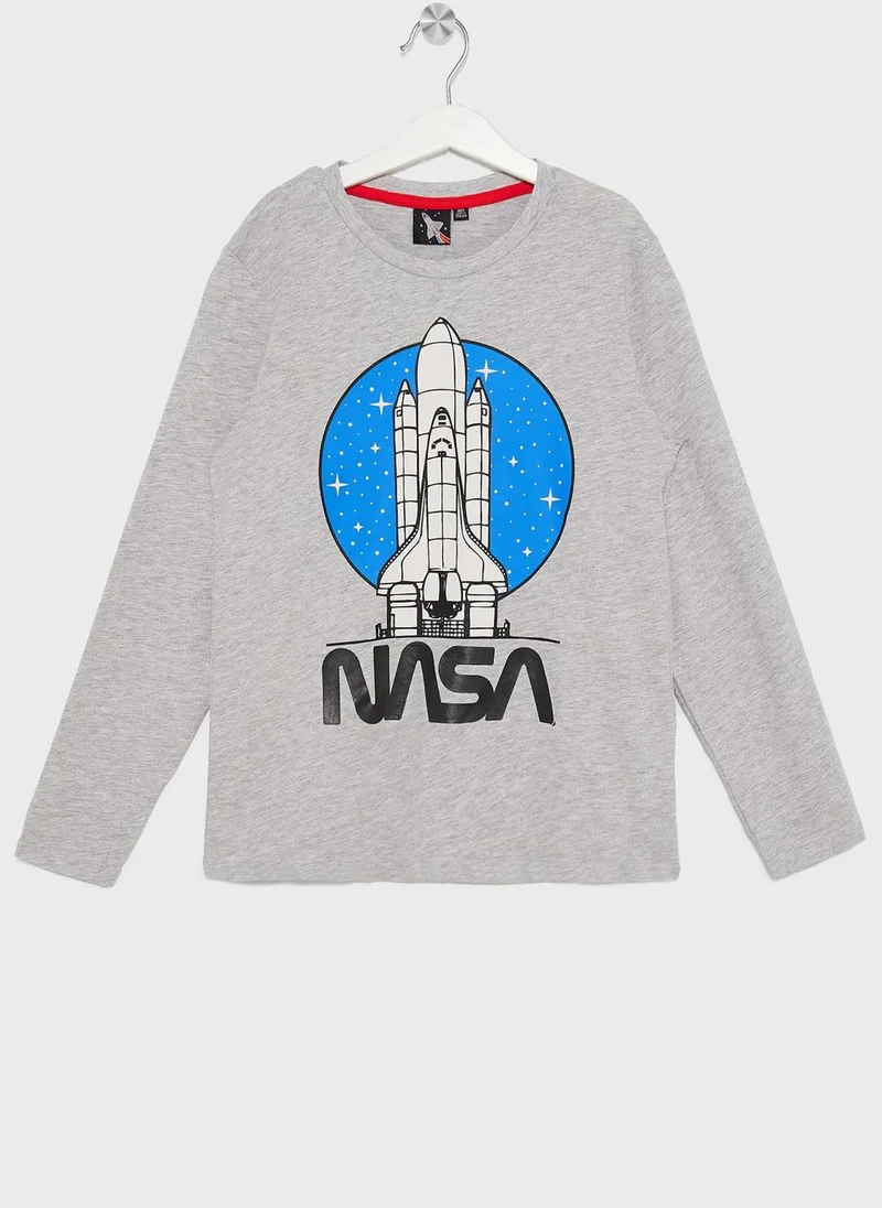ناسا Nasa Boys Printed Long Sleeve T-shirt and Pant Set