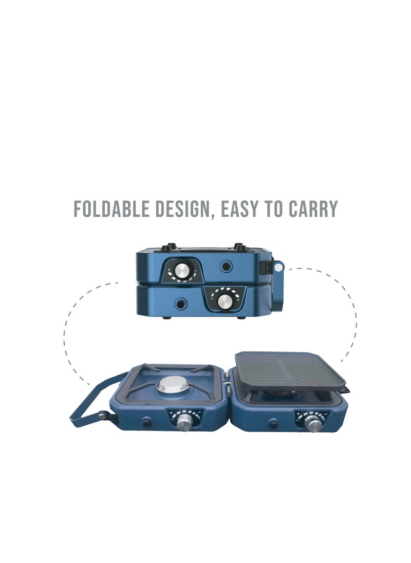 GREEN LION - 2 IN 1 Portable Camping Stove - Blue - Image 1