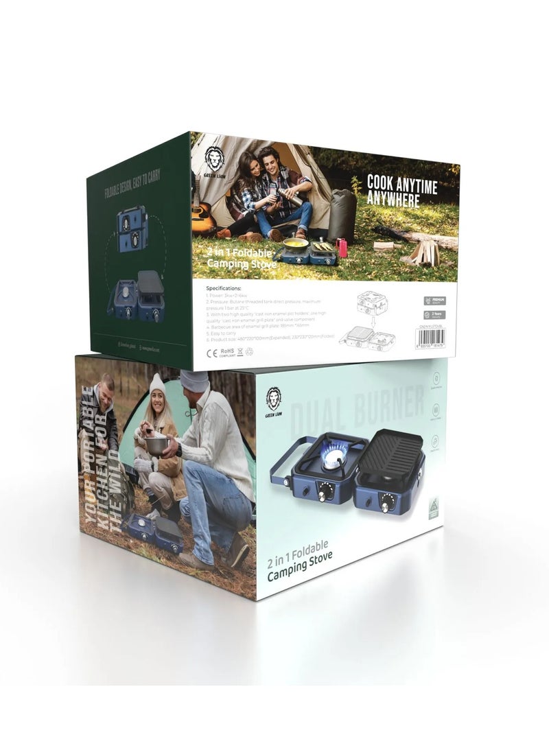 GREEN LION - 2 IN 1 Portable Camping Stove - Blue - Image 1