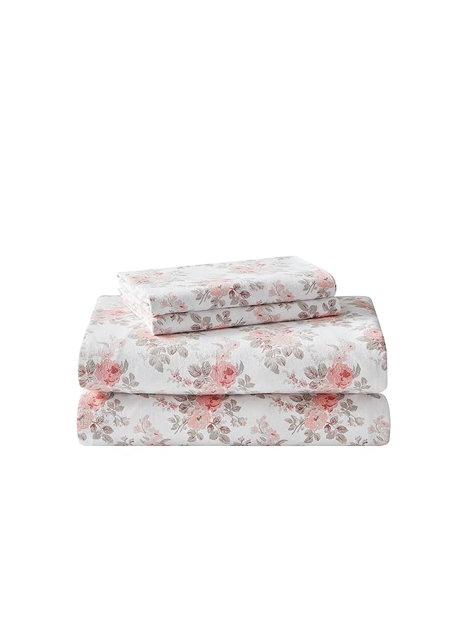 LAURA ASHLEY Home Twin Sheets Cotton Flannel Bedding Set Brushed For Extra Softness And Comfort Lisalee Twin - Image 2