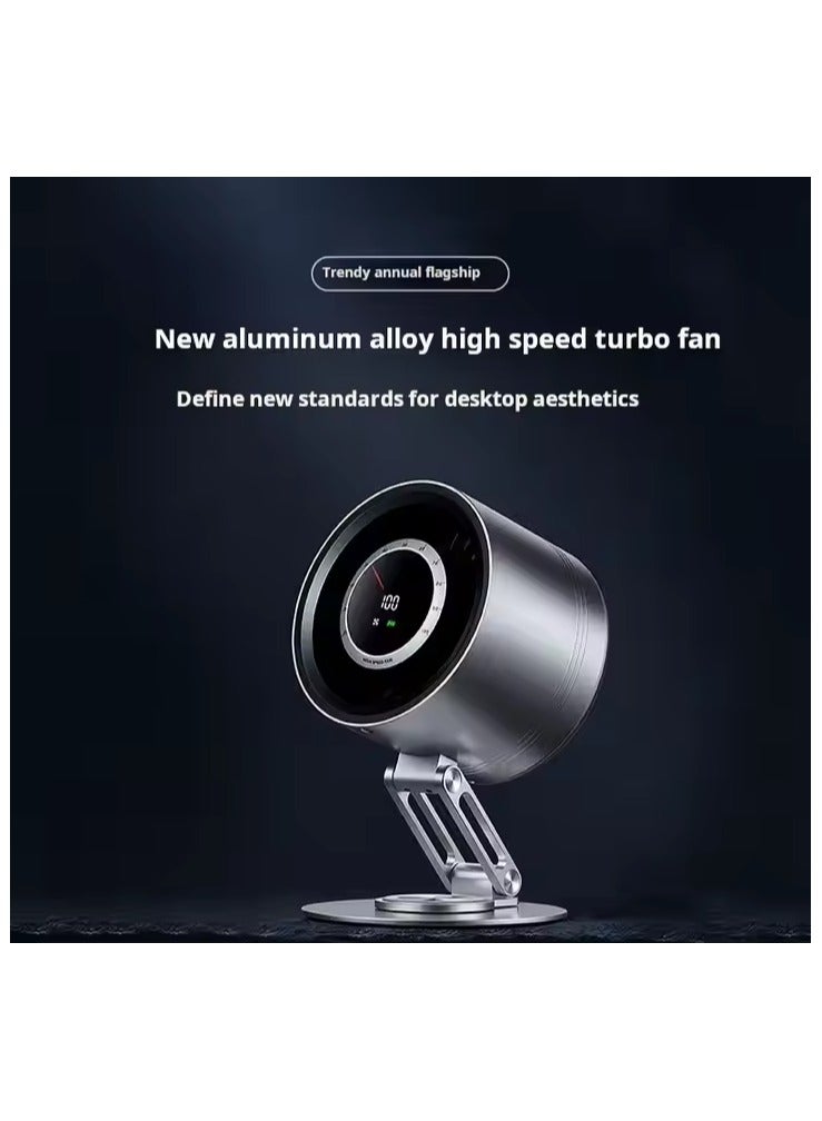 FIPKA Fan H6-V8 A modern, portable metal fan with a 4000mAh rechargeable battery and USB Type-C charging port. - Image 4