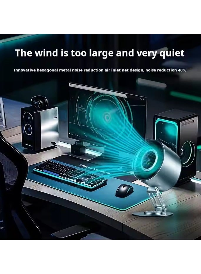 FIPKA Fan H6-V8 A modern, portable metal fan with a 4000mAh rechargeable battery and USB Type-C charging port. - Image 5