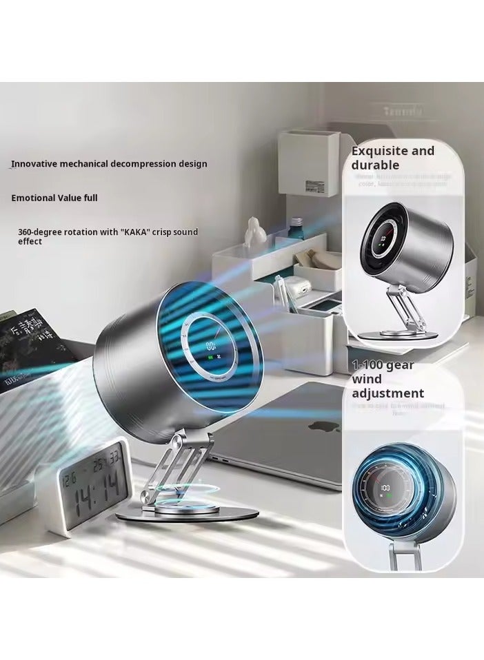 FIPKA Fan H6-V8 A modern, portable metal fan with a 4000mAh rechargeable battery and USB Type-C charging port. - Image 3