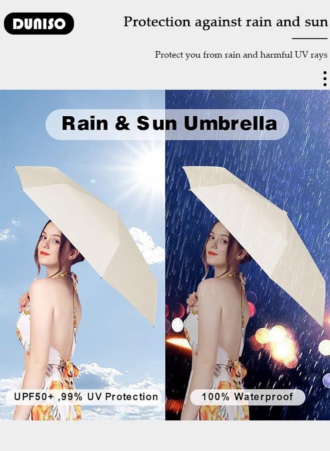 DUNISO Mini Travel Sun Umbrella With Case,Small Compact UV Umbrella for Sun and Rain, Lightweight & Portable,Windproof Parasol Umbrella with 99% UV Protection for Women Men Kids - Image 3