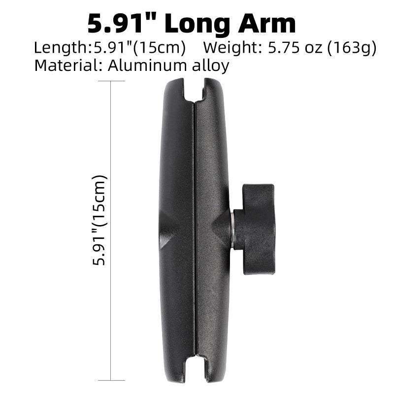 FPN Aluminum Alloy Double Socket Arm Compatible with RAM Mounts B Size 1" Ball Components, Fits Industry All Standard 1" Ball Adapters (5.91" Long Arm) - Image 2